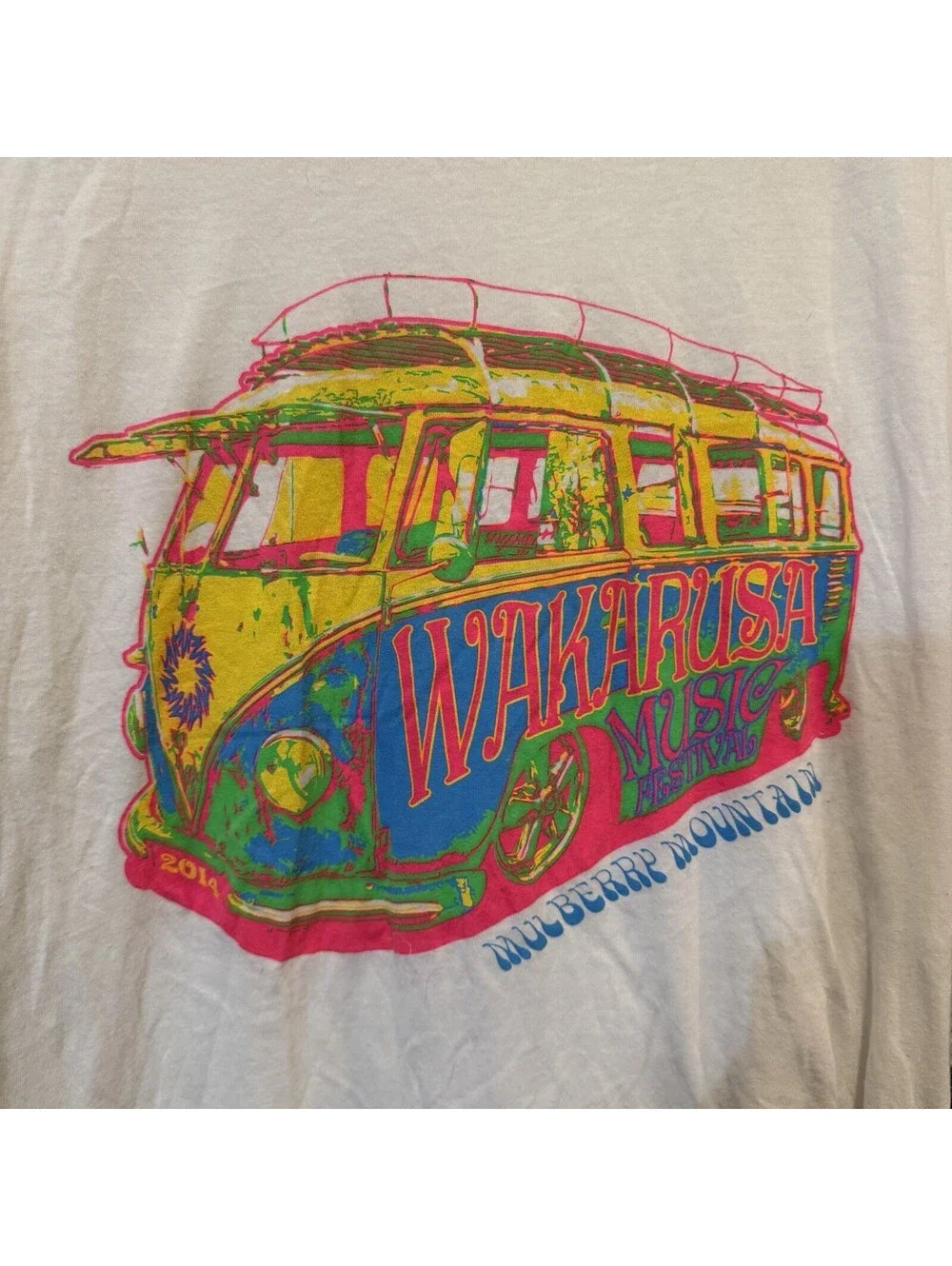 Vintage 2014 RARE Wakarusa White Festival Tour Shirt Size Mens Medium